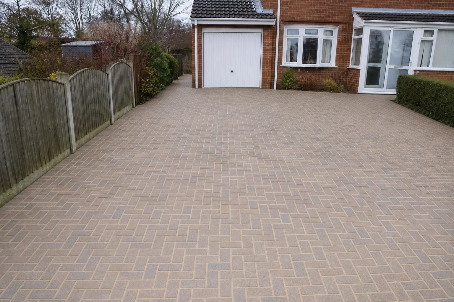 The same block paving driveway after pressure washing and fresh kiln-dried re-sanding